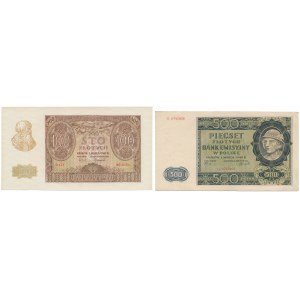100 i 500 złotych 1940 - zestaw (2szt)