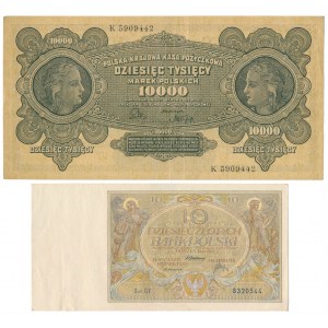 10.000 mkp 1922 i 10 zł 1929 - zestaw (2szt)