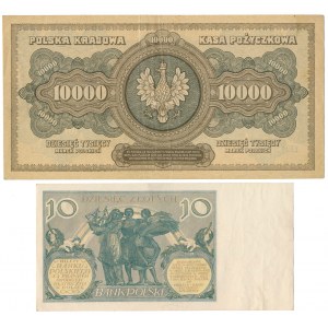 10.000 mkp 1922 i 10 zł 1929 - zestaw (2szt)