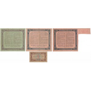 Russia, 4% bond 50 & 100 Rubles 1914-15 & 1 Rubles 1923 (4pcs)