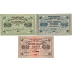 Rosja, 1.000, 5.000 i 10.000 Rubli 1917-1918 (3szt)