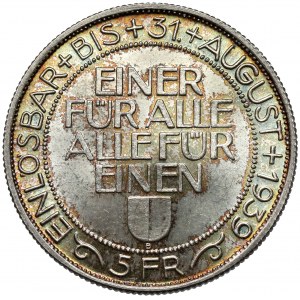 Switzerland, 5 Francs 1939, Luzern, Shooting Festival