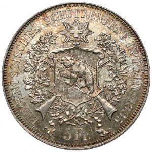 Switzerland, 5 Francs 1885, Berno, Shooting Festival