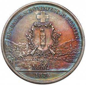 Switzerland, 5 Francs 1874, St. Gallen, Shooting Festival