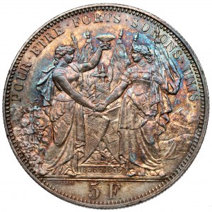 Switzerland, 5 Francs 1876, Lausanne, Shooting Festival