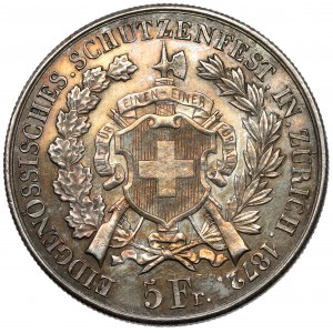 Szwajcaria, 5 franków (talar strzelecki) 1872, Zurych
