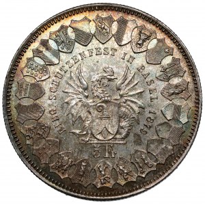 Switzerland, 5 Francs 1879, Basel, Shooting Festival