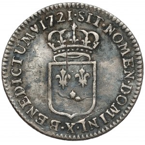 Francja, Ludwik XV, 1/6 ecu 1721-X, Amiens