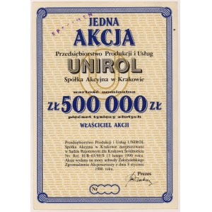 UNIROL Przedsiębiorstwo Produkcji i Usług, 500.000 zł 1990 - SPECIMEN