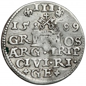 Zygmunt III Waza, Trojak Ryga 1589 - +GE+ - rzadki