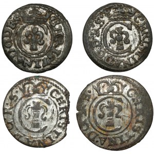 Krystyna Waza, Szeląg Ryga 1641-1654, zestaw (4szt)