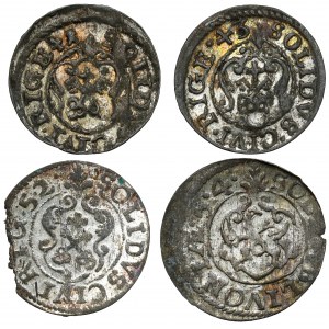 Krystyna Waza, Szeląg Ryga 1641-1654, zestaw (4szt)