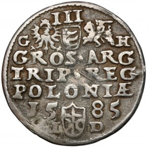 Stefan Batory, Trojak Olkusz 1585 GH - korona z krzyżem