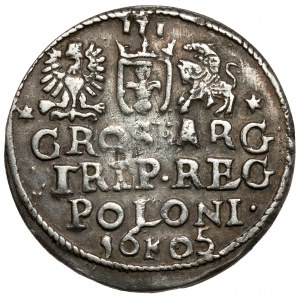 Zygmunt III Waza, Trojak Kraków 1605 - z belką