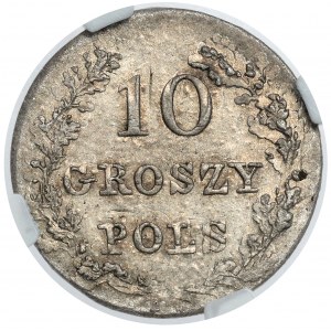 Powstanie Listopadowe, 10 groszy 1831 - zgięte - podwójnie wybity