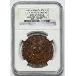 Madagaskar, Ranavalomanjaka III, 5 franków 1883 - w BRĄZIE