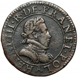 Henryk IV Walezy, Podwójny denar turoński 1578, Paryż Moulin