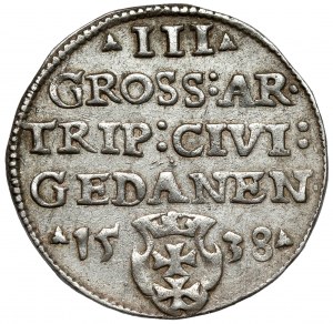 Zygmunt I Stary, Trojak Gdańsk 1538 - bez krzyża
