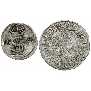 Zygmunt II August, Półgrosz Wilno 1547 i Dwudenar 1570, zestaw (2szt)