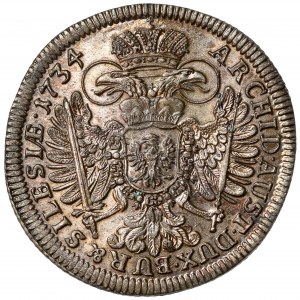 Śląsk, Karol VI, 15 krajcarów 1734, Wrocław - piękne