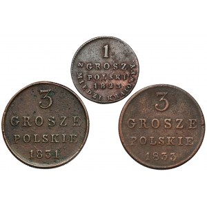 1-3 grosze polskie 1823-1833, zestaw (3szt)