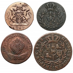 Poniatowski i zabory, zestaw monet brązowych (4szt)