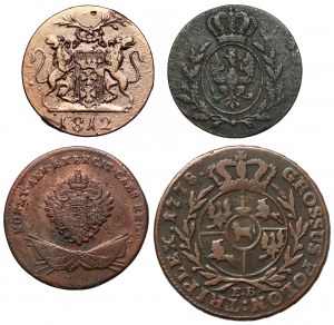 Poniatowski i zabory, zestaw monet brązowych (4szt)