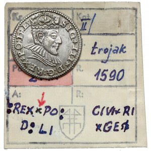 Zygmunt III Waza, Trojak Ryga 1590 - ex. Kałkowski