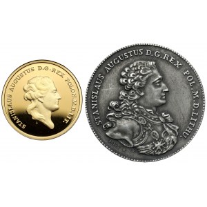 Reliquie von Poniatowski GOLD - Medaille Merentibus und SILBER - Kopie des Talers von 1766