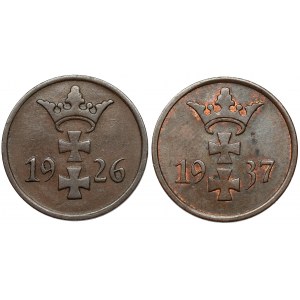 Gdańsk, 1 fenig 1926-1937, zestaw (2szt)