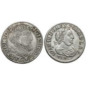 Sigismund III. Vasa, Sixpak Kraków 1627 und Johann III. Sobieski, Sixpak Bydgoszcz 1682 TLB, Satz (2 St.)