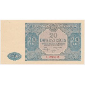 20 złotych 1946 - C - druk w kolorze NIEBIESKIM