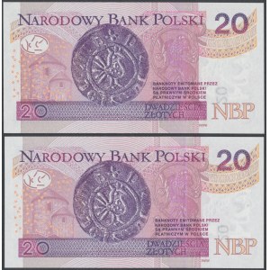 20 zł 2016 BM - 0700000 i 0777777 - ciekawe numery (2szt)