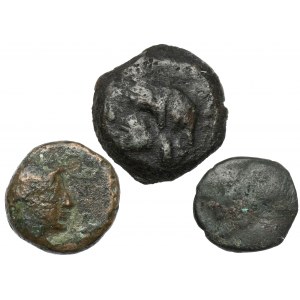 Grecja, Tracja / Chersonez, Pantikapajon, zestaw małych brązów (3szt)
