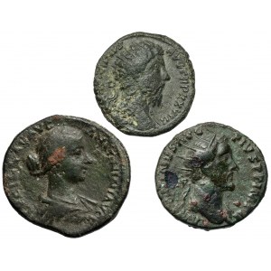 Antoninus Pius, Marek Aureliusz i Lucilla, Dupondius i Sesterc, zestaw (3szt)