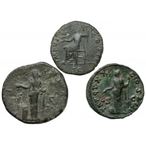 Antoninus Pius, Marek Aureliusz i Lucilla, Dupondius i Sesterc, zestaw (3szt)