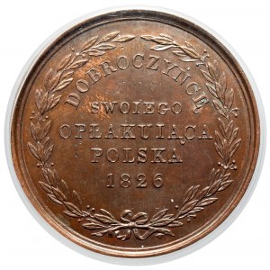 Medal, Dobroczyńcę swojego opłakująca Polska 1826 - DUŻY brąz