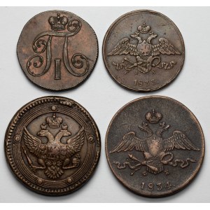 Rosja, Aleksander I i Mikołaj I, 2 - 10 kopiejek 1800-1834, zestaw (4szt)