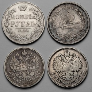 Russia, Nicholas I - Nicholas II, rubles 1844-1897 (4pcs)