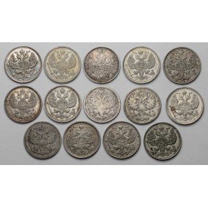 Russia, Nicholas I - Nicholas II, 20 kopecks 1851-1916, lot (14pcs)