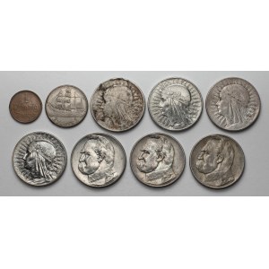 2 - 5 złotych 1933-1936 i fenig 1937, zestaw (9szt)