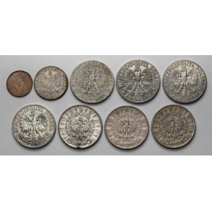 2 - 5 złotych 1933-1936 i fenig 1937, zestaw (9szt)
