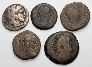 Grecja i Cesarstwo, zestaw monet (5szt)