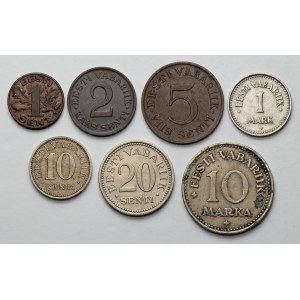 Estonia, 1 sent - 10 marka 1922-1935, lot (7pcs)