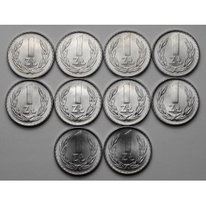 Zestaw 1 złotych 1975 bz, zestaw (10szt)