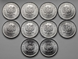 Zestaw 1 złotych 1975 bz, zestaw (10szt)