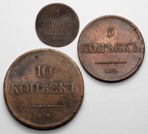 Russia, 1 - 10 kopecks 1831-1833, lot (3pcs)