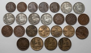 Litwa, 1 centas - 1 litas 1925-1936, zestaw (25szt)