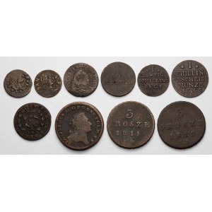 Jan II Kazimierz - Poniatowski i zabory, zestaw monet miedzianych (10szt)