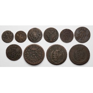 Jan II Kazimierz - Poniatowski i zabory, zestaw monet miedzianych (10szt)